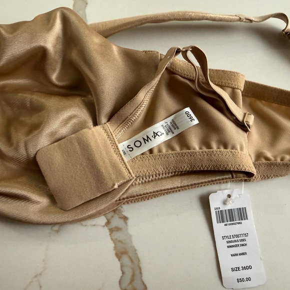 NWT! 36DD Soma Satin Minimizer Bra in warm amber - Picture 4 of 6